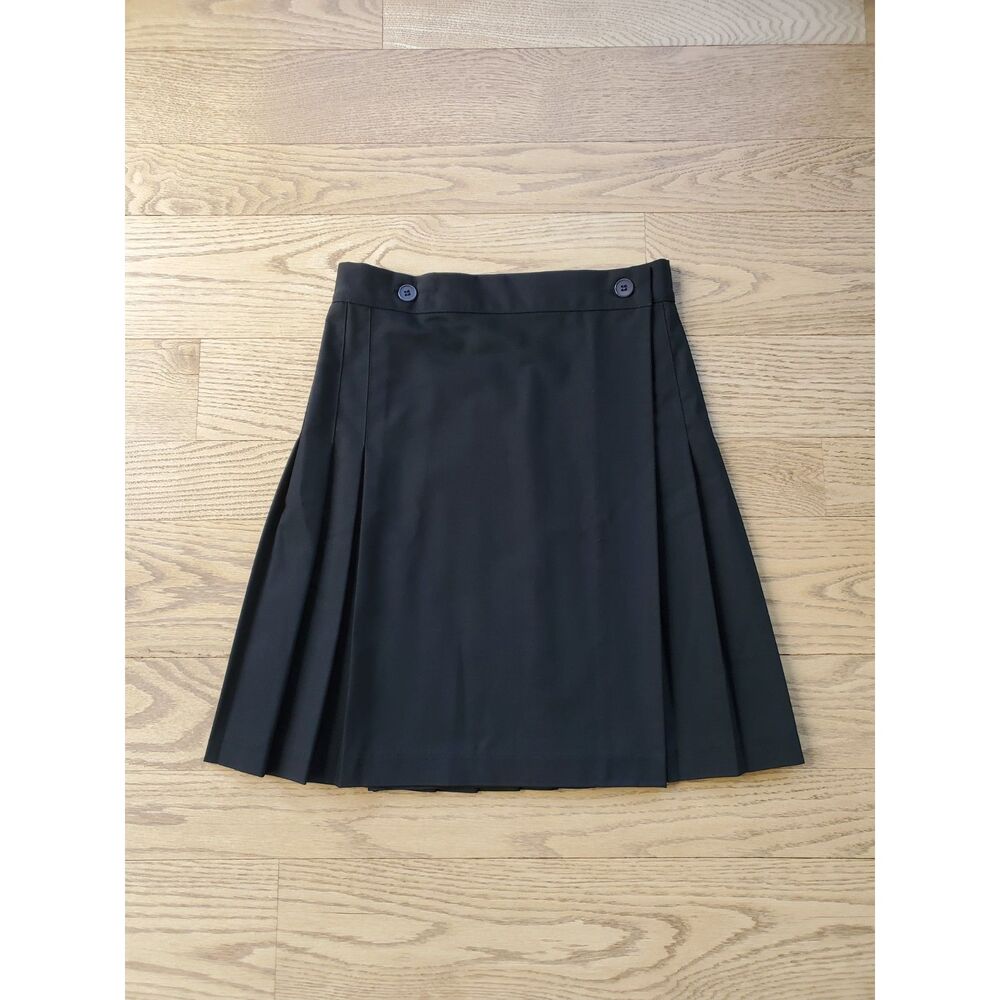 American Apparel Women's S Pleated Schoolgirl Skirt Black Buttons Academia Y2K